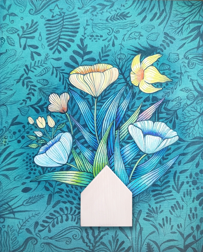   Ǿ  B 23 x 27 acrylic on wood 2024
